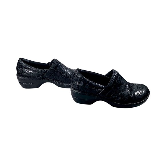 BOC Born Concept Shoes Womens 9.5 Black Leather Embossed Nurse Clogs  PEGGY - Picture 6 of 16